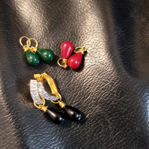 Beautiful changeable gold plated earings with genuine stones and zircons - Picture 6 of 9